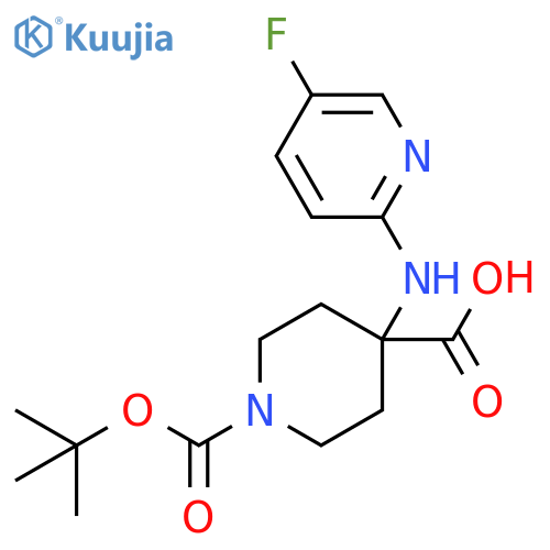 1-(tert-butoxycarbonyl)-4-((5-fluoropyridin-2-yl)amino)piperidine-4-carboxylic acid structure