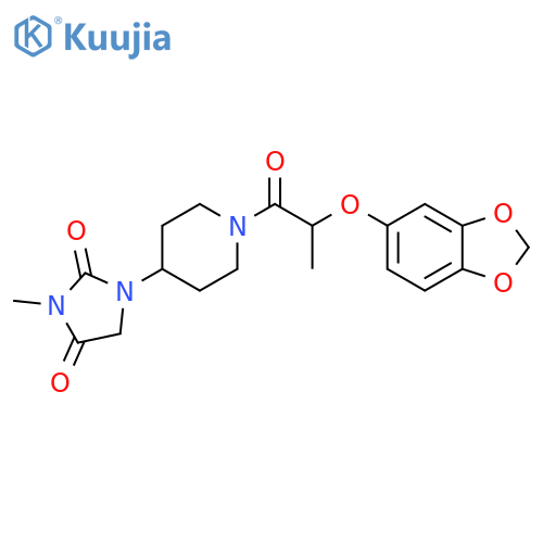 1-{1-[2-(2H-1,3-benzodioxol-5-yloxy)propanoyl]piperidin-4-yl}-3-methylimidazolidine-2,4-dione structure