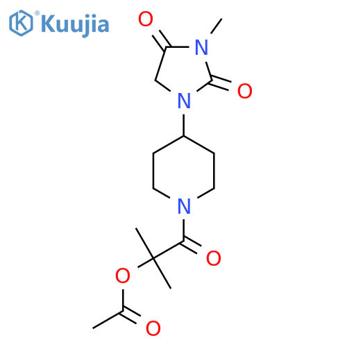 2-methyl-1-[4-(3-methyl-2,4-dioxoimidazolidin-1-yl)piperidin-1-yl]-1-oxopropan-2-yl acetate structure