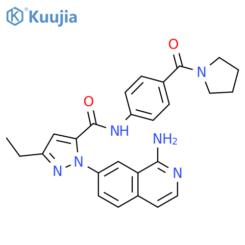 1H-Pyrazole-5-carboxamide,1-(1-amino-7-isoquinolinyl)-3-ethyl-N-[4-(1-pyrrolidinylcarbonyl)phenyl]- structure