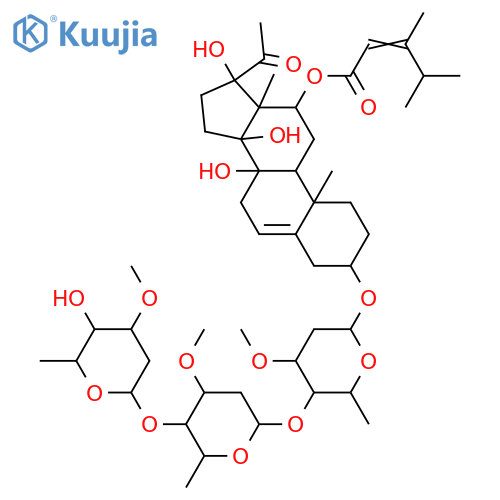 3,8,12,14,17-Pentahydroxypregn-5-en-20-one; (3β,12β,14β,17βOH)-form, 12-O-(3,4-Dimethyl-2E-pentenoyl), 3-O-[β-D-oleandropyranosyl-(1→4)-α-D-oleandropyranosyl-(1→4)-α-D-oleandropyranoside] structure