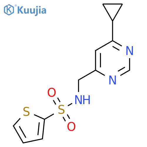 N-[(6-cyclopropylpyrimidin-4-yl)methyl]thiophene-2-sulfonamide structure