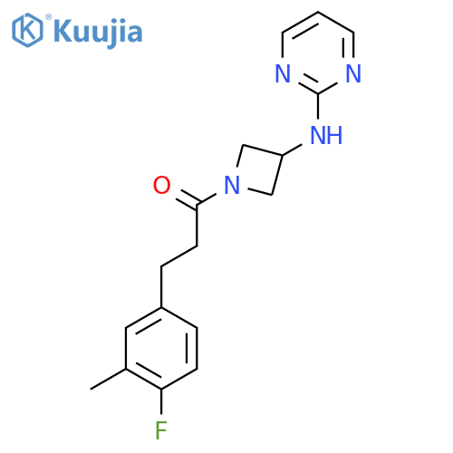 3-(4-fluoro-3-methylphenyl)-1-{3-(pyrimidin-2-yl)aminoazetidin-1-yl}propan-1-one structure