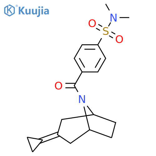 4-{3-cyclopropylidene-8-azabicyclo[3.2.1]octane-8-carbonyl}-N,N-dimethylbenzene-1-sulfonamide structure