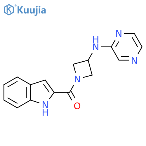 N-[1-(1H-indole-2-carbonyl)azetidin-3-yl]pyrazin-2-amine structure