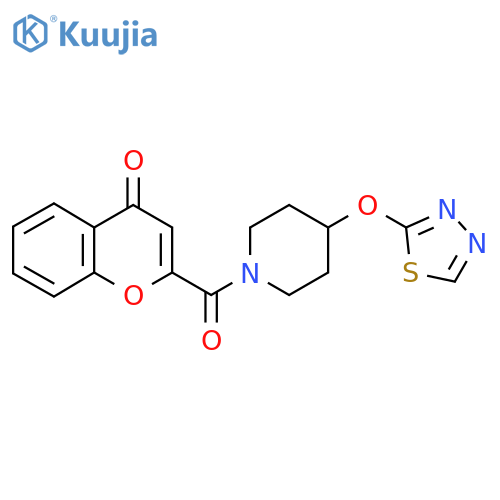 2-4-(1,3,4-thiadiazol-2-yloxy)piperidine-1-carbonyl-4H-chromen-4-one structure