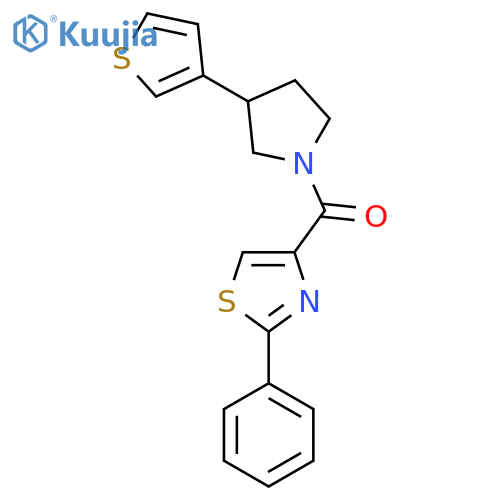 2-phenyl-4-[3-(thiophen-3-yl)pyrrolidine-1-carbonyl]-1,3-thiazole structure