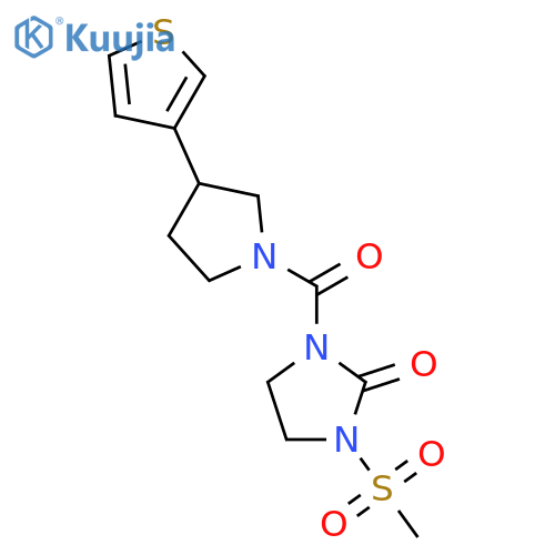 1-methanesulfonyl-3-[3-(thiophen-3-yl)pyrrolidine-1-carbonyl]imidazolidin-2-one structure