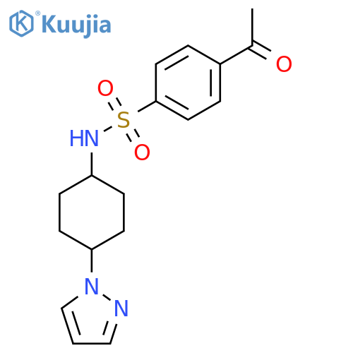 4-acetyl-N-4-(1H-pyrazol-1-yl)cyclohexylbenzene-1-sulfonamide structure