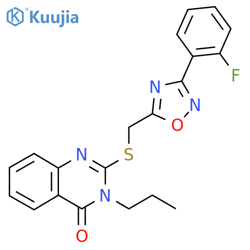 2-({[3-(2-fluorophenyl)-1,2,4-oxadiazol-5-yl]methyl}sulfanyl)-3-propyl-3,4-dihydroquinazolin-4-one structure