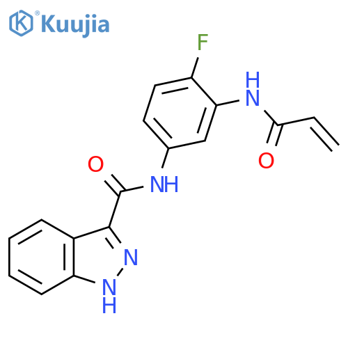 N-[4-Fluoro-3-[(1-oxo-2-propen-1-yl)amino]phenyl]-1H-indazole-3-carboxamide structure