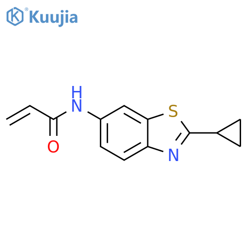 N-(2-cyclopropyl-1,3-benzothiazol-6-yl)prop-2-enamide structure