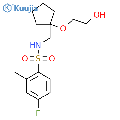 4-fluoro-N-{1-(2-hydroxyethoxy)cyclopentylmethyl}-2-methylbenzene-1-sulfonamide structure