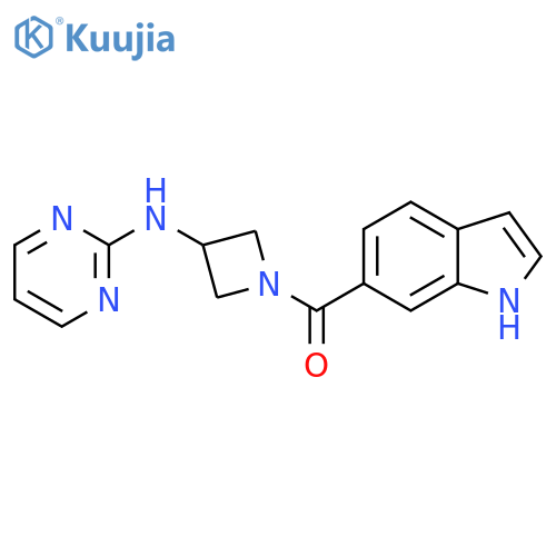 N-1-(1H-indole-6-carbonyl)azetidin-3-ylpyrimidin-2-amine structure