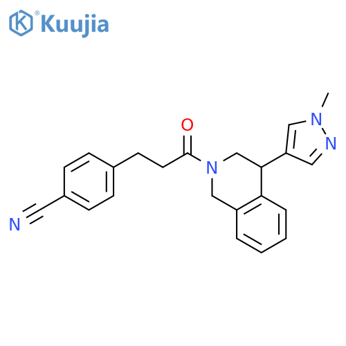 4-{3-4-(1-methyl-1H-pyrazol-4-yl)-1,2,3,4-tetrahydroisoquinolin-2-yl-3-oxopropyl}benzonitrile structure