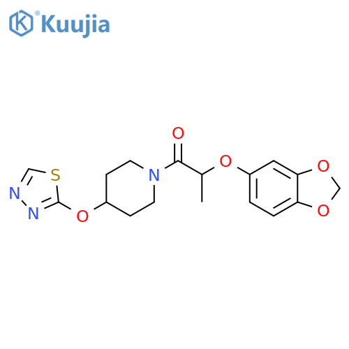 2-(2H-1,3-benzodioxol-5-yloxy)-1-4-(1,3,4-thiadiazol-2-yloxy)piperidin-1-ylpropan-1-one structure