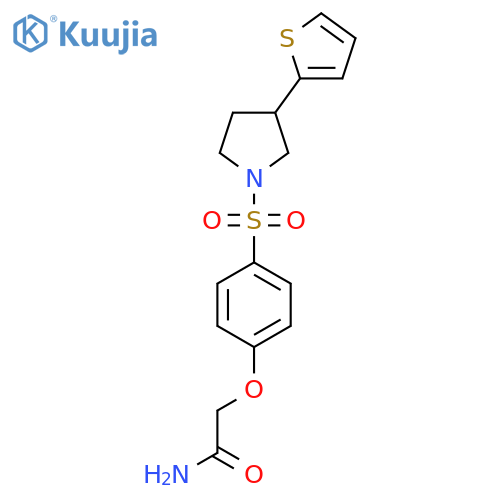 2-(4-{[3-(thiophen-2-yl)pyrrolidin-1-yl]sulfonyl}phenoxy)acetamide structure