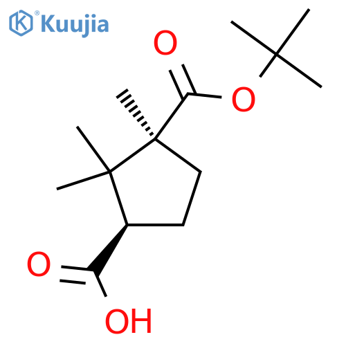 (1R,3S)-3-(tert-butoxy)carbonyl-2,2,3-trimethylcyclopentane-1-carboxylic acid structure