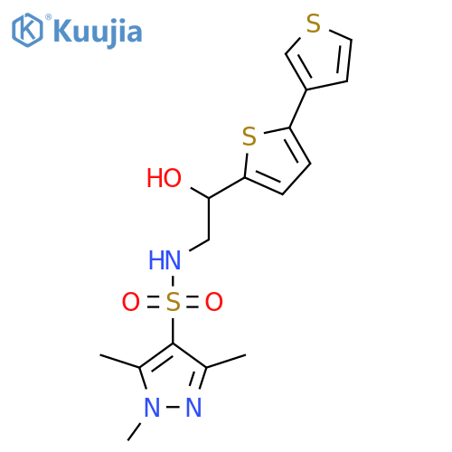 N-(2-{[2,3'-bithiophene]-5-yl}-2-hydroxyethyl)-1,3,5-trimethyl-1H-pyrazole-4-sulfonamide structure