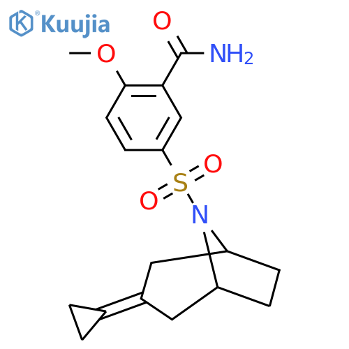 5-({3-Cyclopropylidene-8-azabicyclo[3.2.1]octan-8-yl}sulfonyl)-2-methoxybenzamide structure