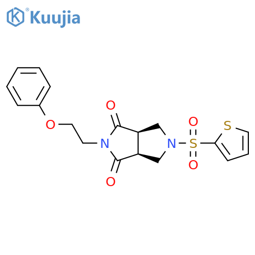 (3aR,6aS)-2-(2-phenoxyethyl)-5-(thiophene-2-sulfonyl)-octahydropyrrolo[3,4-c]pyrrole-1,3-dione structure