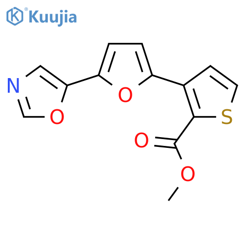 Methyl 3-[5-(1,3-oxazol-5-yl)-2-furyl]thiophene-2-carboxylate structure