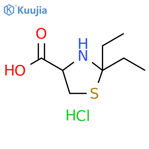 4-Thiazolidinecarboxylic acid, 2,2-diethyl-, hydrochloride (1:1) structure