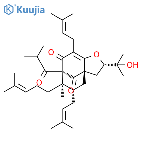 8H-3a,7-Methanocycloocta[b]furan-8,10-dione,2,3,4,5,6,7-hexahydro-2-(1-hydroxy-1-methylethyl)-6-methyl-5,9-bis(3-methyl-2-buten-1-yl)-7-(2-methyl-1-oxopropyl)-6-(4-methyl-3-penten-1-yl)-,(2S,3aS,5S,6R,7R)- structure