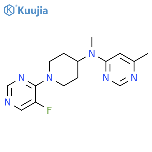 N-[1-(5-fluoropyrimidin-4-yl)piperidin-4-yl]-N,6-dimethylpyrimidin-4-amine structure