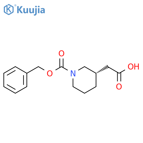 2-[(3S)-1-phenylmethoxycarbonylpiperidin-3-yl]acetic acid structure