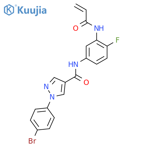 1-(4-bromophenyl)-N-[4-fluoro-3-(prop-2-enoylamino)phenyl]pyrazole-4-carboxamide structure