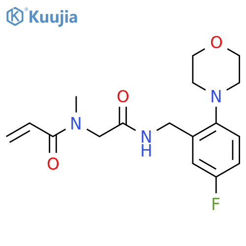 N-[({[5-fluoro-2-(morpholin-4-yl)phenyl]methyl}carbamoyl)methyl]-N-methylprop-2-enamide structure