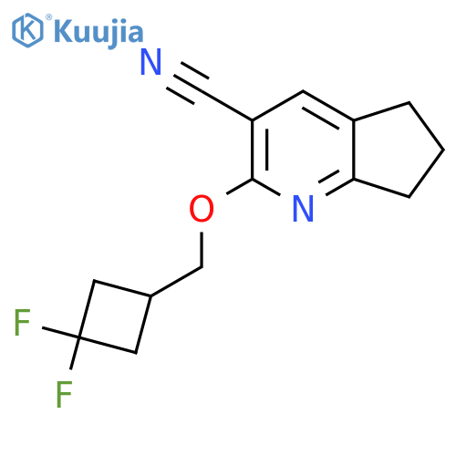 2-[(3,3-difluorocyclobutyl)methoxy]-5H,6H,7H-cyclopenta[b]pyridine-3-carbonitrile structure