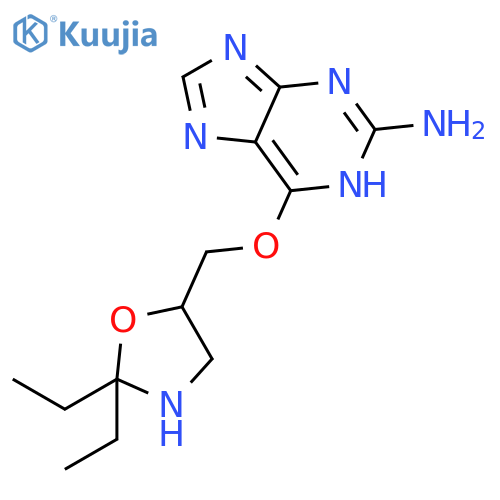 1H-Purin-2-amine, 6-[(2,2-diethyl-5-oxazolidinyl)methoxy]- structure