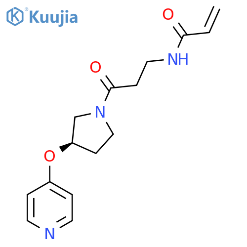 N-[3-Oxo-3-[(3R)-3-pyridin-4-yloxypyrrolidin-1-yl]propyl]prop-2-enamide structure