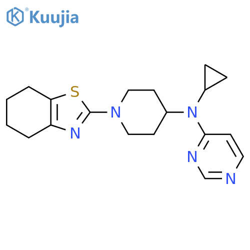 N-cyclopropyl-N-[1-(4,5,6,7-tetrahydro-1,3-benzothiazol-2-yl)piperidin-4-yl]pyrimidin-4-amine structure