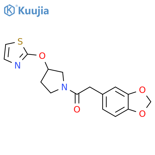 2-(Benzo[d][1,3]dioxol-5-yl)-1-(3-(thiazol-2-yloxy)pyrrolidin-1-yl)ethanone structure