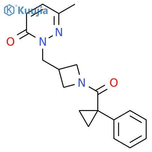 6-methyl-2-{1-(1-phenylcyclopropanecarbonyl)azetidin-3-ylmethyl}-2,3-dihydropyridazin-3-one structure