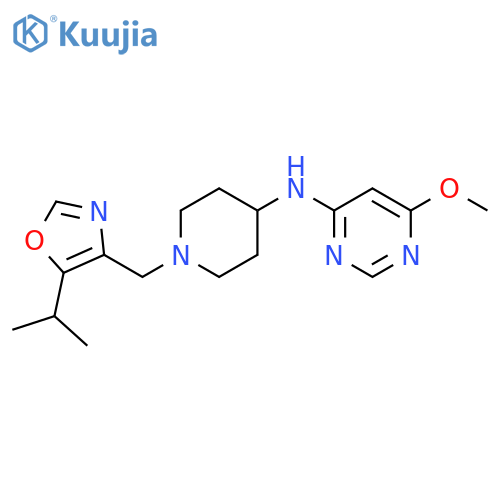 6-methoxy-N-(1-{5-(propan-2-yl)-1,3-oxazol-4-ylmethyl}piperidin-4-yl)pyrimidin-4-amine structure