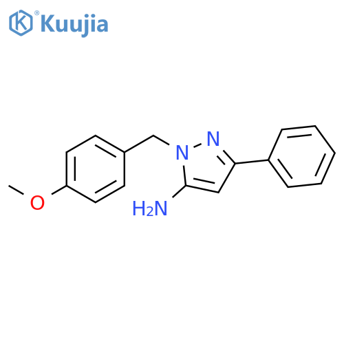 1H-Pyrazol-5-amine, 1-[(4-methoxyphenyl)methyl]-3-phenyl- structure