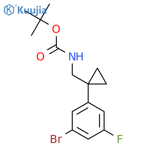 tert-butyl N-{1-(3-bromo-5-fluorophenyl)cyclopropylmethyl}carbamate structure