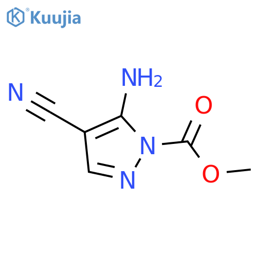 Methyl 5-amino-4-cyano-1H-pyrazole-1-carboxylate structure