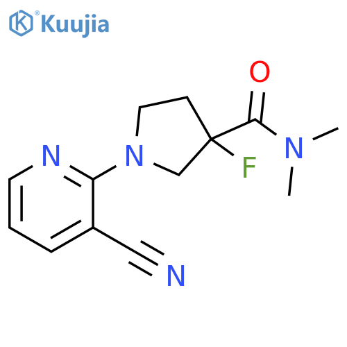1-(3-cyanopyridin-2-yl)-3-fluoro-N,N-dimethylpyrrolidine-3-carboxamide structure
