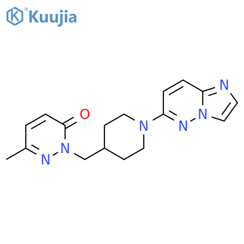 2-[(1-{Imidazo[1,2-b]pyridazin-6-yl}piperidin-4-yl)methyl]-6-methyl-2,3-dihydropyridazin-3-one structure
