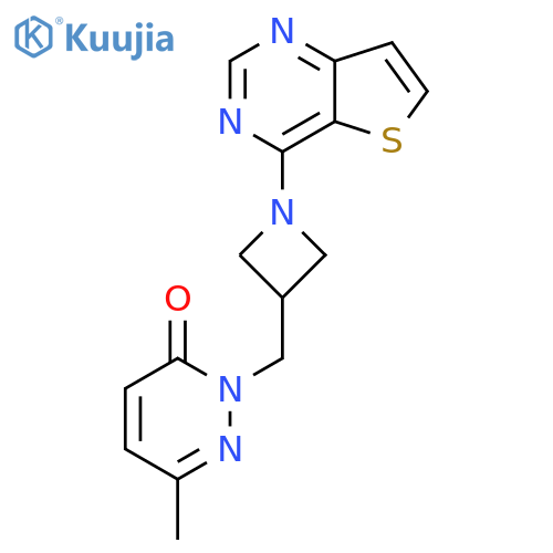 6-methyl-2-(1-{thieno3,2-dpyrimidin-4-yl}azetidin-3-yl)methyl-2,3-dihydropyridazin-3-one structure