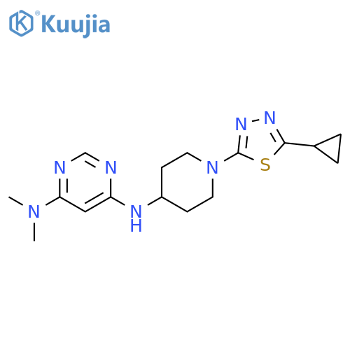 N6-[1-(5-cyclopropyl-1,3,4-thiadiazol-2-yl)piperidin-4-yl]-N4,N4-dimethylpyrimidine-4,6-diamine structure