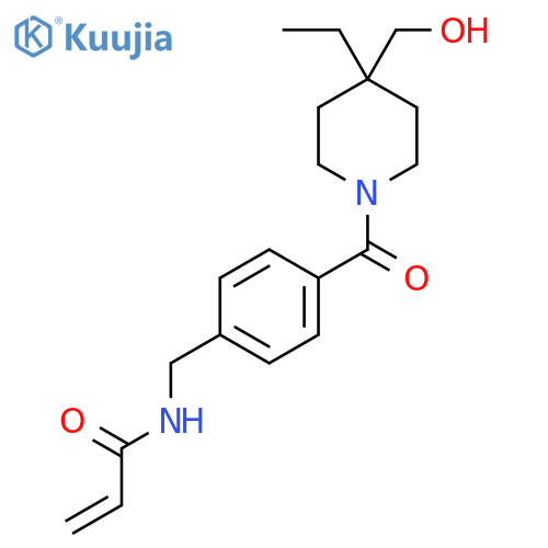 N-({4-[4-ethyl-4-(hydroxymethyl)piperidine-1-carbonyl]phenyl}methyl)prop-2-enamide structure