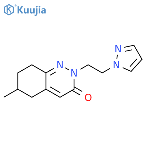 6-methyl-2-2-(1H-pyrazol-1-yl)ethyl-2,3,5,6,7,8-hexahydrocinnolin-3-one structure