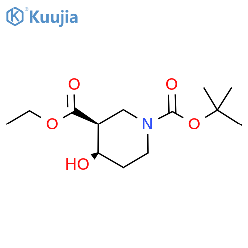 O1-tert-butyl O3-ethyl (3S,4R)-4-hydroxypiperidine-1,3-dicarboxylate structure
