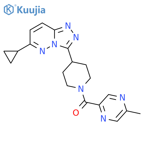 2-(4-{6-cyclopropyl-[1,2,4]triazolo[4,3-b]pyridazin-3-yl}piperidine-1-carbonyl)-5-methylpyrazine structure